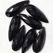 10X28MM FACETED PEAR CABOCHON BLACK ONYX(4PCS/BAG)